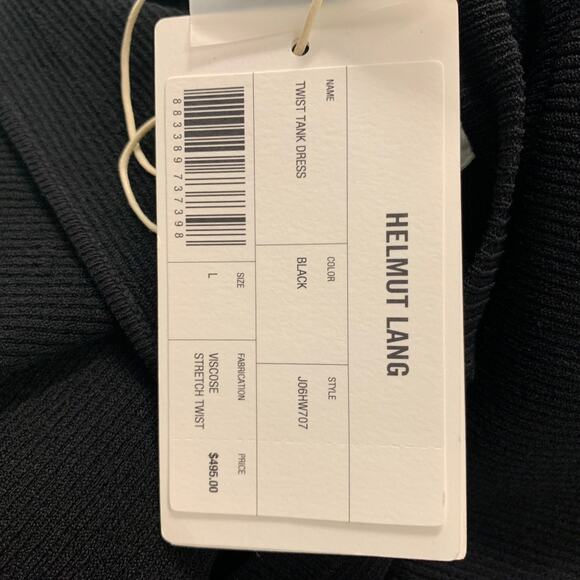 HELMUT LANG Size L Black Ribbed Twisted Back Tank Dress - Picture 5 of 7